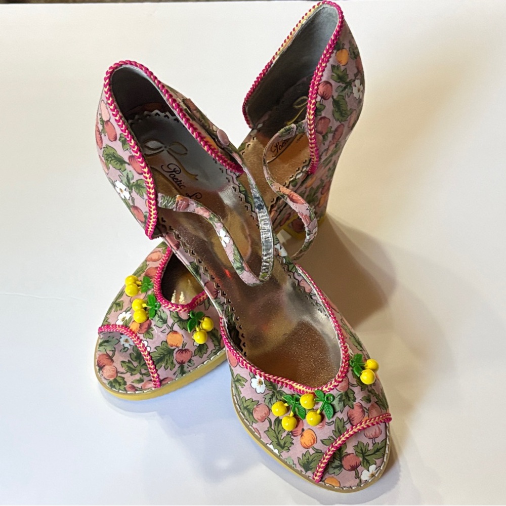 Poetic License Pink/lavender and Yellow Floral Wedges